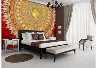 Флизелиновые фотообои абстракция восточный стиль 460x300 см Мандала в красном с узорами (10120V12) +клей