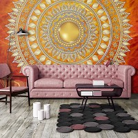 Флизелиновые фотообои абстракция восточный стиль 416x290 см Мандала в красном с узорами (10120VEXXXXL) +клей