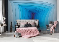 Три де флизелиновые 3д фотообои 368x280 см Туннель в синих оттенках (10125V10) +клей