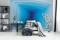 Флизелиновые 3д фотообои геометрия в интерьере 460x300 см Туннель в синих оттенках (10125V12) +клей