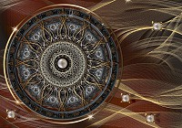 Флизелиновые фотообои красивая Абстрактная мандала с украшениями на темном фоне (10126V)+клей - вид 1 миниатюра