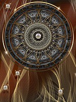 Флизелиновые фотообои красивые 184x254 см Абстрактная мандала с украшениями на темном фоне (10126V4A)+клей - вид 1 миниатюра