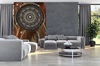 Флизелиновые фотообои красивые 184x254 см Абстрактная мандала с украшениями на темном фоне (10126V4A)+клей