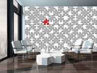 Абстракция флизелиновые фотообои на стену Геометрическая головоломка Черно-белые пазлы (10129V)+клей