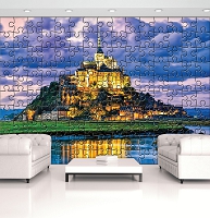 Флизелиновые фотообои в комнату 416x254 см Остров Мон-Сен-Мишель пазлы (10130VEXXXL)+клей