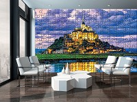 Флизелиновые фотообои замки и дворцы 254x184 см Остров Мон-Сен-Мишель пазлы (10130V4)+клей