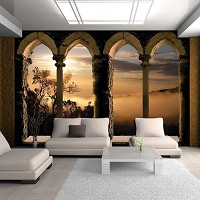 Флизелиновые 3д фотообои арка 416x254 см Вид из окна на заход солнца (10138VEXXXL) +клей