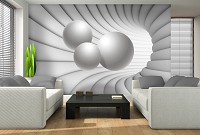Три д флизелиновые фотообои 3D 368х254 см Светло-серый туннель с шарами (10141V8)+клей