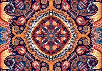 Популярні флізелінові фотошпалери східний візерунок 368x280 см Візерунок у квітковому різнокольоровому стилі (10142V10) +клей - вид 1 мініатюра