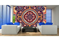 Флизелиновые фотообои абстракция восточный узор 368x254 см Узор в цветочном разноцветном стиле (10142V8) +клей