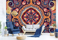 Красивые флизелиновые фотообои абстракция Орнамент Фольклорное Искусство 254x184 см Восточный узор (10142V4)+клей