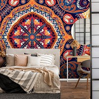 Флизелиновые фотообои абстракция восточный узор 416x290 см Узор в цветочном разноцветном стиле (10142VEXXXXL) +клей