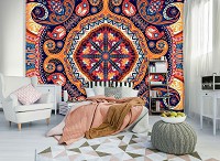 Популярные флизелиновые фотообои восточный узор 368x280 см Узор в цветочном разноцветном стиле (10142V10) +клей