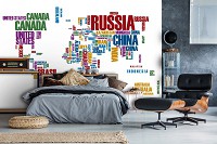 Флизелиновые фотообои в спальню 460x300 см Карта мира по названиям стран (10144V12) +клей