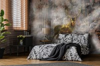 Флизелиновые фотообои животные 312x219 см Олень в туманном лесу (10145VEXXL) +клей