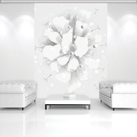 Красивые флизелиновые фотообои абстракция 206x275 см Белые 3Д фигуры шары и одуванчики (10150VEA)+клей