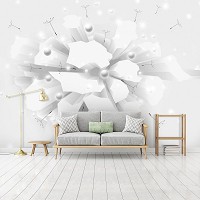 Флизелиновые 3д фотообои 460x300 см Белая абстракция с шарами на фоне стены (10150V12) +клей