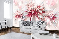 3д флизелиновые фотообои 368x280 см Три цветка и шары (10153V10) +клей