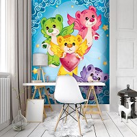 Детские флизелиновые фотообои 184x254 см Красочные плюшевые мишки Сказка для детей (10156V4A) +клей