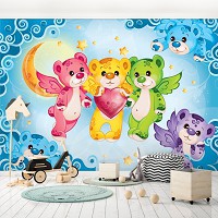 Флизелиновые фотообои в детской 416x290 см Красочные плюшевые мишки Сказка для детей (10156VEXXXXL) +клей