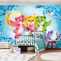 Флизелиновые фотообои детские 416x254 см Красочные плюшевые мишки Сказка для детей (10156VEXXXL) +клей