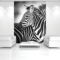 Чорно-білі тварини флізелінові фотошпалери 184x254 см Дві зебри (10159V4A) +клей