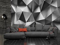 Зд флизелиновые черно-белые фотообои 416x254 см Геометрическая современная стена из треугольников (10162VEXXXL) +клей