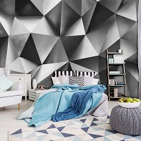 Абстракция флизелиновые 3D черно-белые фотообои 254x184 см современная стена из треугольников (10162V4)+клей