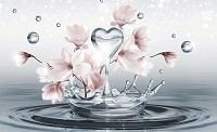 Флизелиновые фотообои 368x280 см 3Д Сердце на воде с магнолиями (10163V10) +клей - вид 1 миниатюра