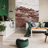 Флизелиновые фотообои под кирпич в стиле лофт 184x254 см Потрепанная старая стена (10182V4A)+клей