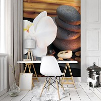 3d флизелиновые фотообои цветы 184x254 см СПА Орхидея и Камни (10188V4A)+клей