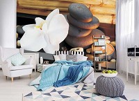 3д цветы флизелиновые фотообои 416x254 см СПА Орхидея и Камни (10188VEXXXL) +клей