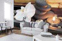 Флизелиновые фотообои 3д цветы 460x300 см СПА Орхидея и Камни (10188V12) +клей