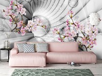 Зд флизелиновые фотообои 312x219 см Тоннель с шарами и цветами сакуры (10200VEXXL)+клей