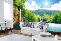 3д природа пейзаж флизелиновые фотообои 368x254 см Водопад и озеро (10201V8) +клей