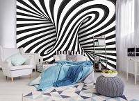 Три де флизелиновые фотообои 312x219 см 3D черно-белый водоворот (10204VEXXL)+клей