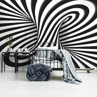 Три де флізелінові фотошпалери 312x219 см 3D чорно-білий вир (10204VEXXL)+клей - вид 7 мініатюра