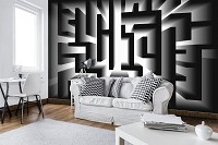 Флизелиновые фотообои 3d 312x219 см Геометрический черно-белый лабиринт (10207VEXXL) +клей