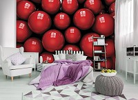 Флизелиновые фотообои в спальню над кроватью 368x254 см Красные шары крупным планом (10208V8)+клей - вид 6 миниатюра