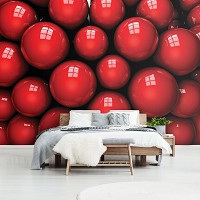 3 д флизелиновые фотообои 254x184 см Красные шары крупным планом (10208V4)+клей