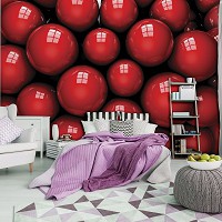 Флизелиновые фотообои в спальню над кроватью 368x254 см Красные шары крупным планом (10208V8)+клей