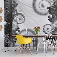 Абстрактные флизелиновые фотообои на стену 206x275 см серый узор (10209VEA)+клей