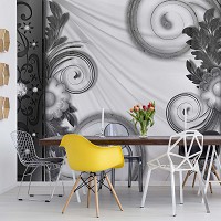 Флизелиновые фотообои абстракция в интерьере 254x184 см серый узор (10209V4)+клей