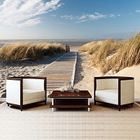 Флизелиновые фотообои 3д для зала Пейзаж Море Природа 416x254 см Деревянная дорожка ведет на пляж (1020VEXXXL)+клей