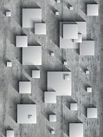 Флізелінові фотошпалери 3D геометричні фігури 206x275 см Сірі квадрати з тінню на бетонну стіну (10210VEA)+клей - вид 1 мініатюра