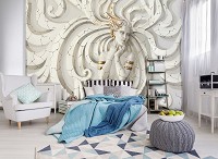 Искусство флизелиновые фотообои 460x300 см Медуза 3D Женщина в золоте на потрескавшемся барельефе (10211V12) +клей