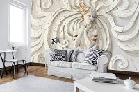 Искусство флизелиновые фотообои 368x254 см Медуза 3D Женщина в золоте на потрескавшемся барельефе (10211V8) +клей