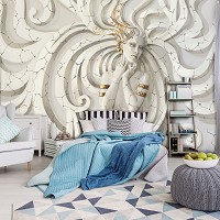 Флизелиновые фотообои искусство 416x290 см Медуза 3D Женщина в золоте на потрескавшемся барельефе (10211VEXXXXL) +клей