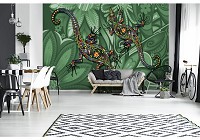 Абстракция флизелиновые фотообои животные 416x290 см Зеленые ящерицы (10214VEXXXXL) +клей