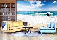 Літо природа флізелінові фотошпалери 3д Ландшафт Небо Хмари Море 368x254 см Пляж та тихий океан (10218V8)+клей